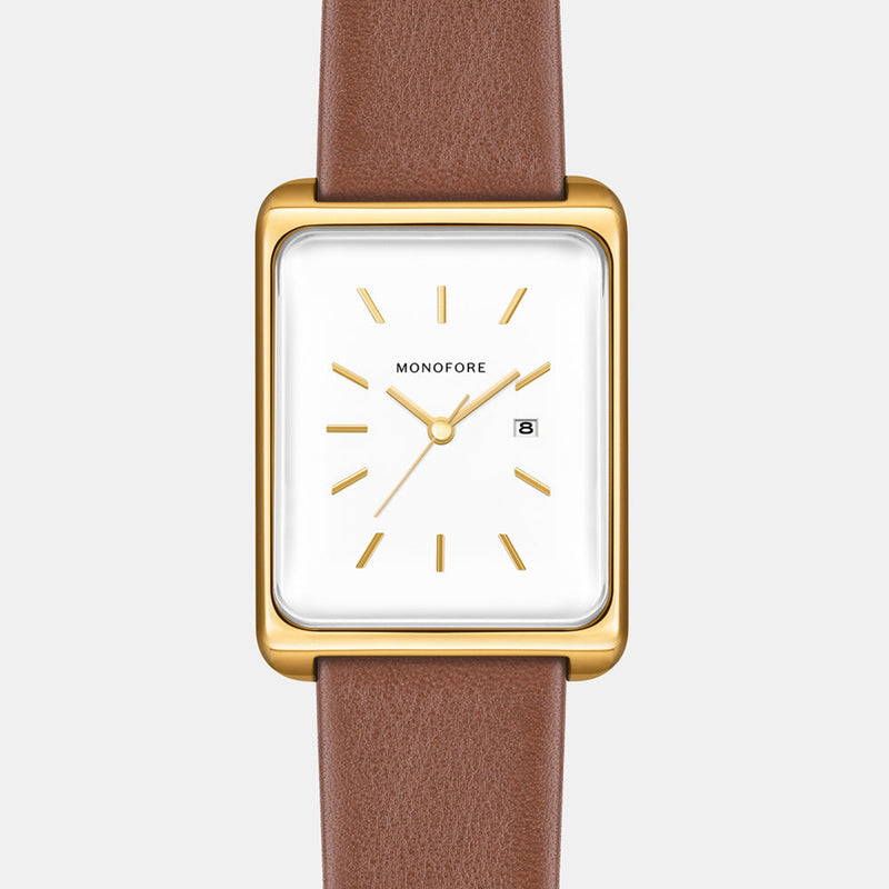 M01 Gold White 41mm - Tan Leather - Monofore