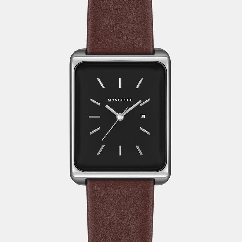 M01 Silver Black 41mm - Brown Leather - Monofore