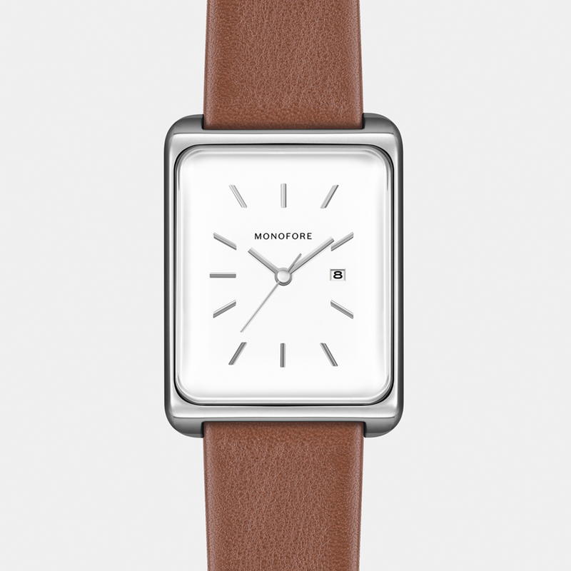 M01 Silver White 41mm - Tan Leather - Monofore