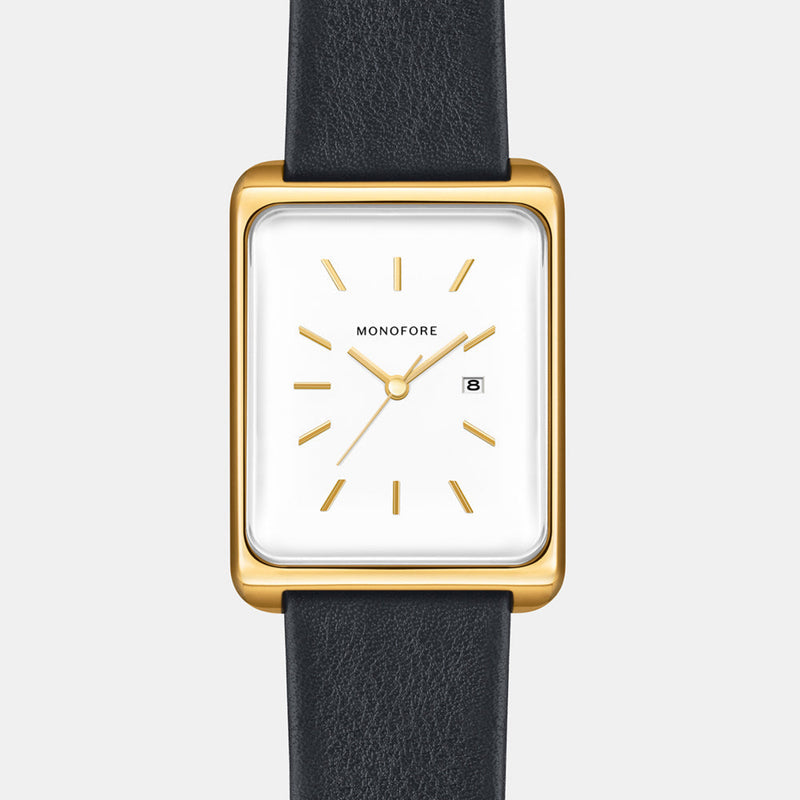 M01 Gold White 41mm - Black Leather - Monofore