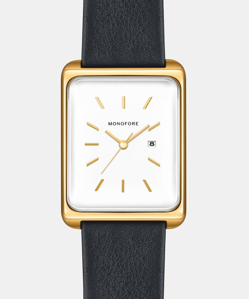 M01 Gold White 41mm - Black Leather - Monofore