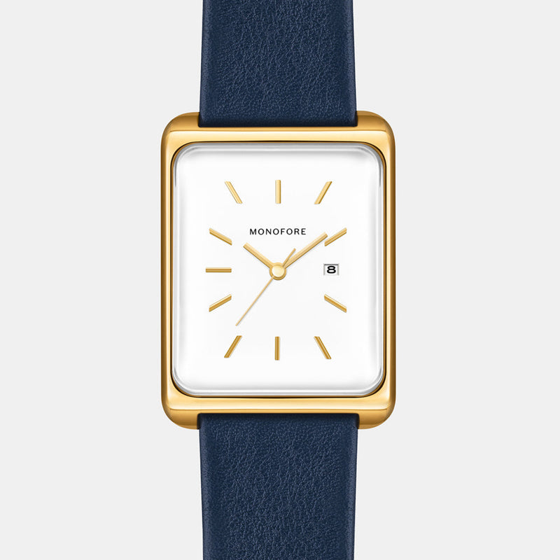 M01 Gold White 41mm - Navy Leather - Monofore