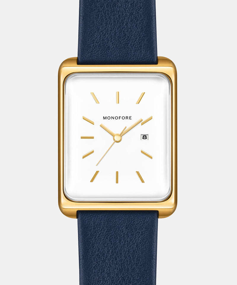 M01 Gold White 41mm - Navy Leather - Monofore