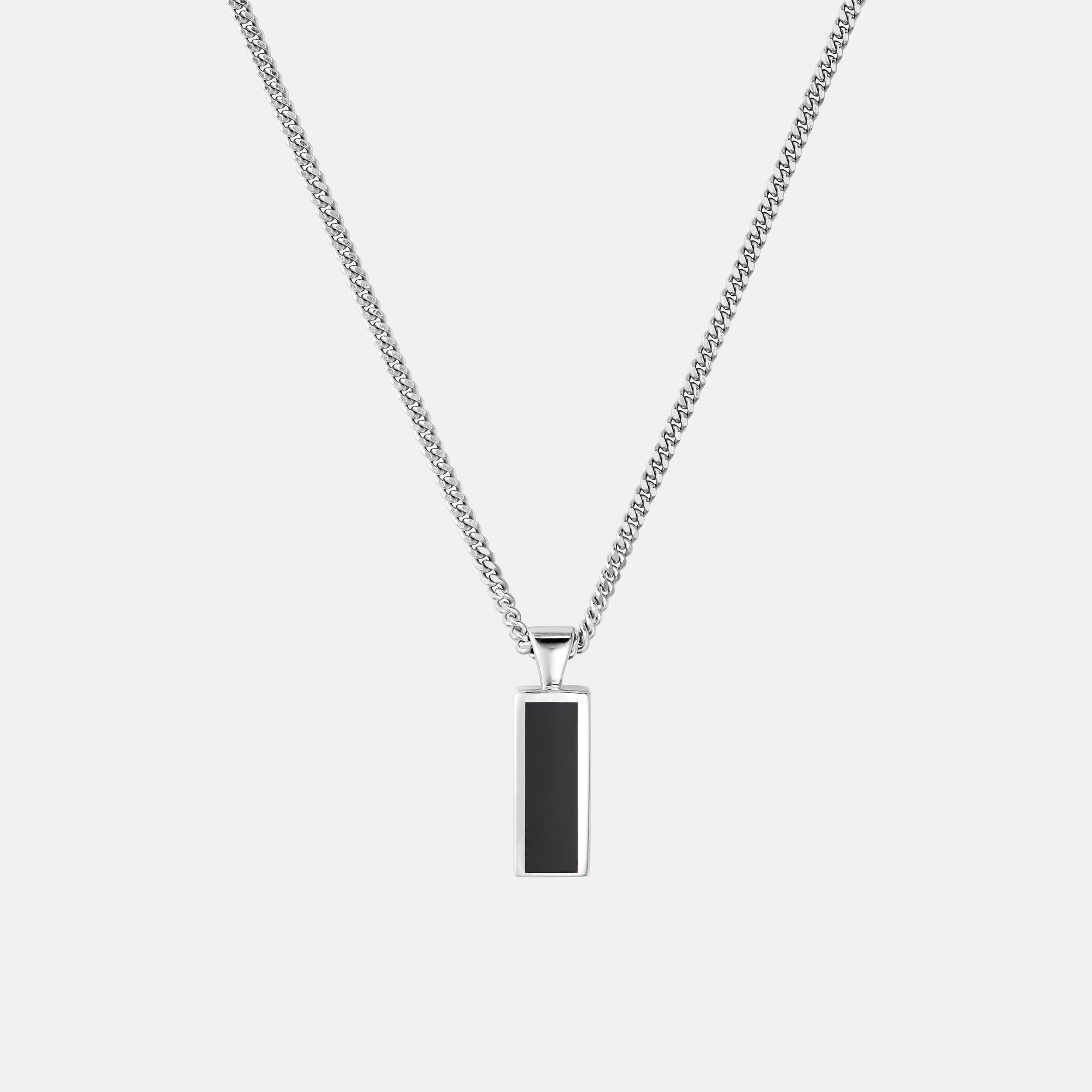 Block Onyx Pendant Silver