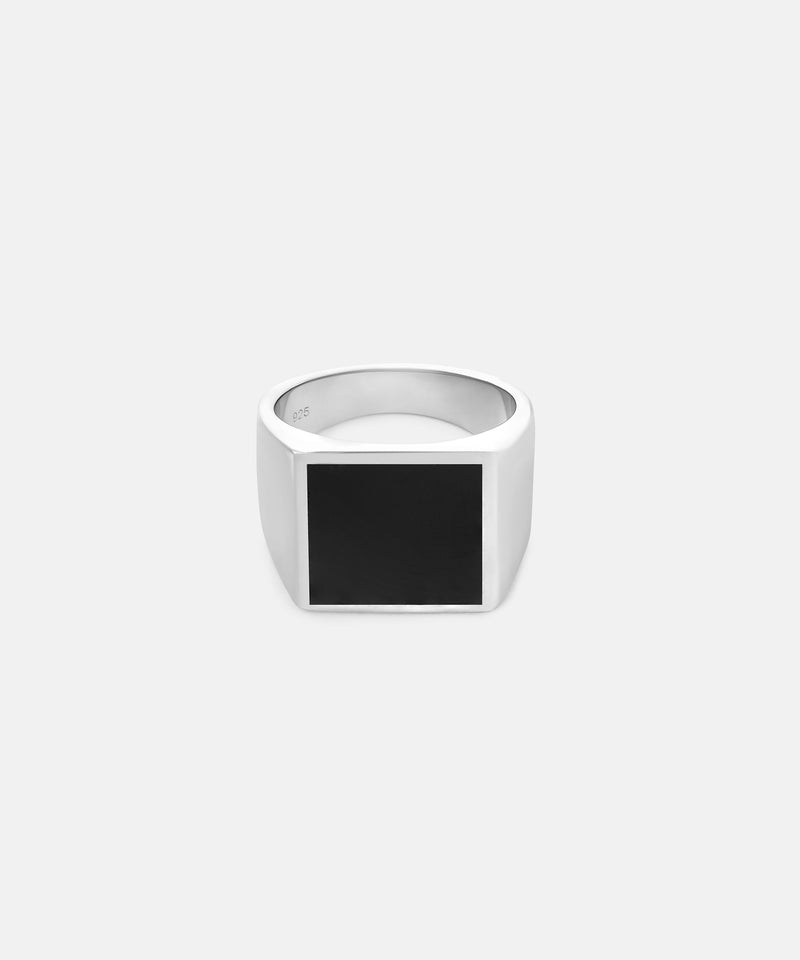 Square Onyx Ring Silver