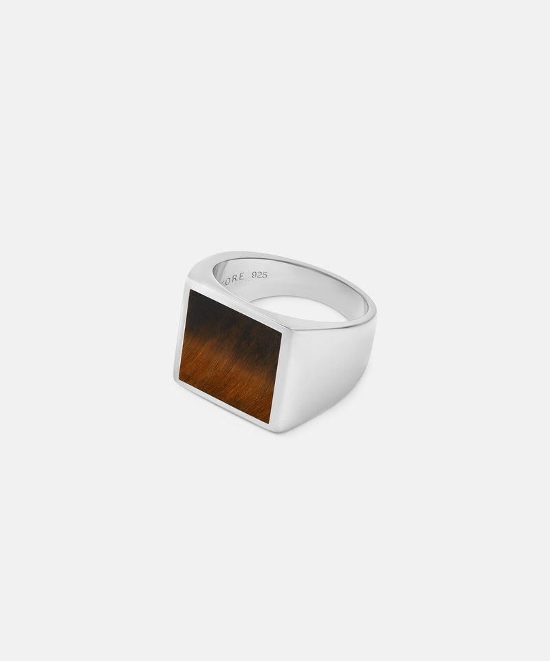 Square Tiger Eye Ring Silver