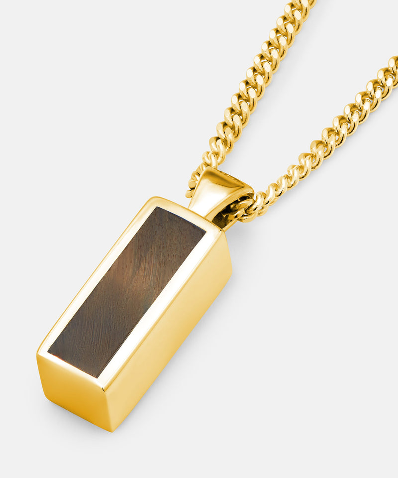 Block Tiger Eye Pendant Gold