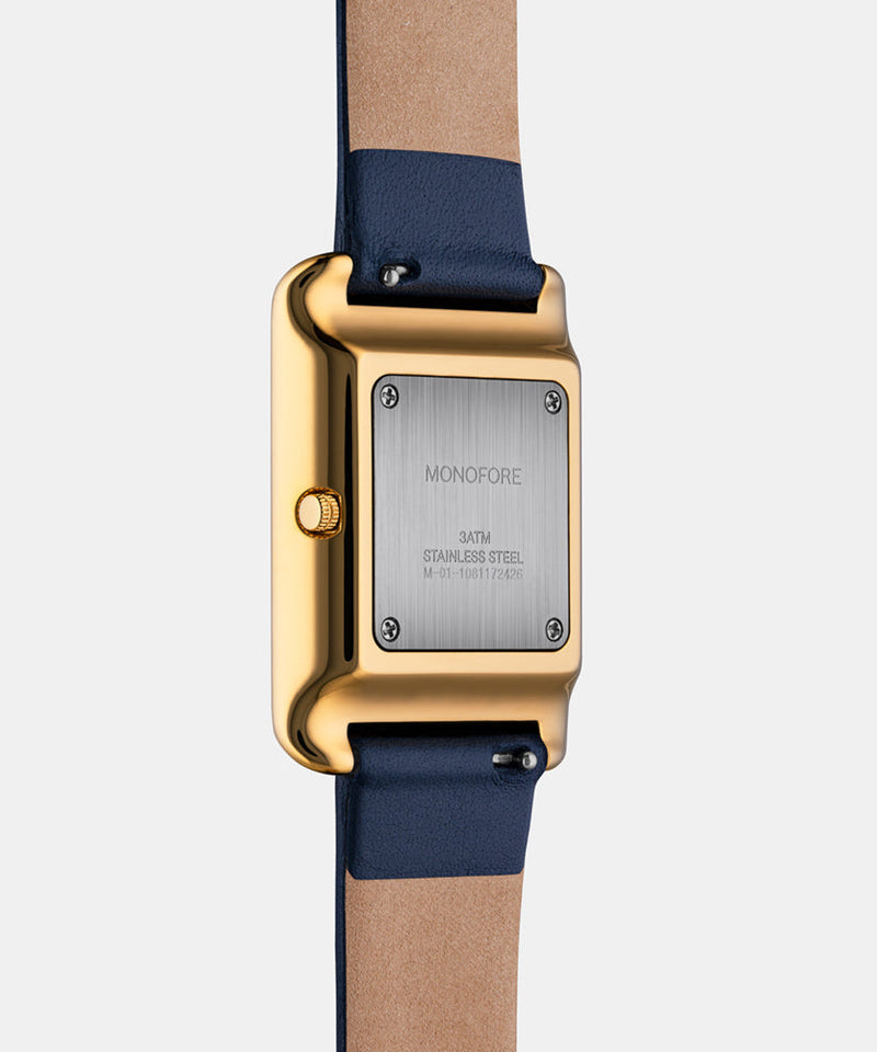 M01 Gold White 41mm - Navy Leather - Monofore